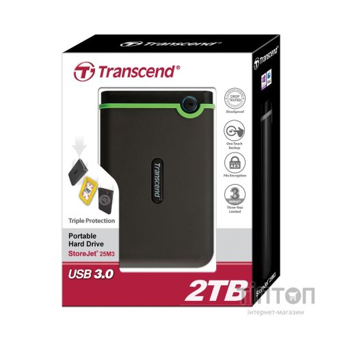 Зовнішній жорсткий диск 2.5" 2TB Transcend (TS2TSJ25M3S)