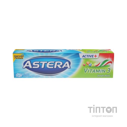 Зубна паста Astera Active+ Vitamin 3 Fresh Mint з вітамінами 100 мл (3800013510988)