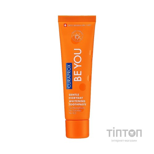 Зубна паста Curaprox Be You Вибілювальна Зі смаком персика й абрикоса з ментоловими кульками 60 мл (7612412429503)