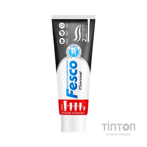 Зубна паста Fesco Charcoal Делікатне відбілювання 250 мл (4823098414056)