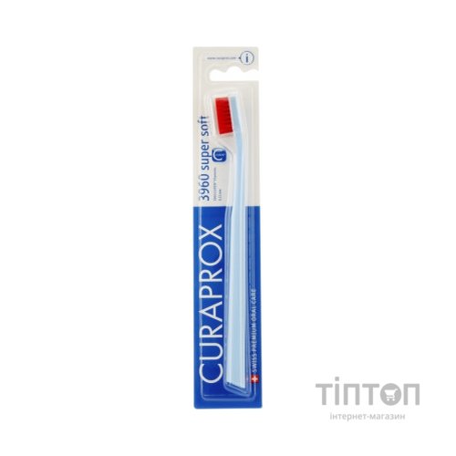 Зубна щітка Curaprox CS 3960 Super Soft Суперм'яка D 0.12 мм Блакитна з червоною щетиною (CS 3960-03)