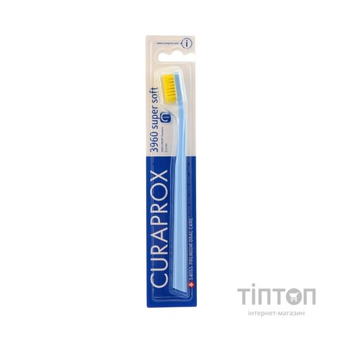 Зубна щітка Curaprox CS 3960 Super Soft Суперм'яка D 0.12 мм Блакитна з жовтою щетиною (CS 3960-04)