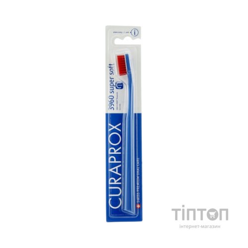 Зубна щітка Curaprox CS 3960 Super Soft Суперм'яка D 0.12 мм Синя з червоною щетиною (CS 3960-01)