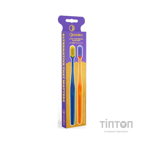 Зубна щітка Nordics 6580 Premium Blue + Orange 2 шт. (3800500324722)