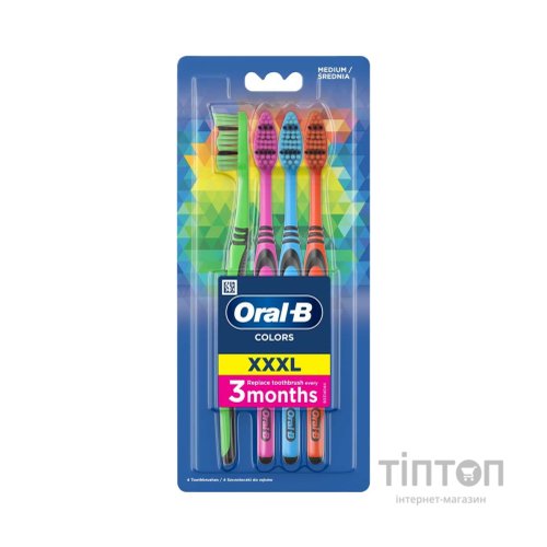 Зубна щітка Oral-B Colors Середньої жорсткості 4 шт. (8001090675521)