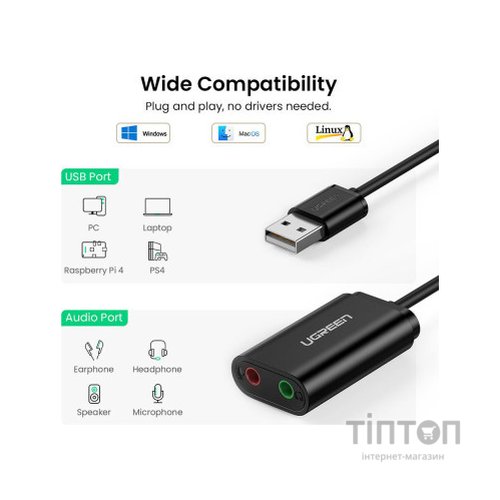 Звукова плата Ugreen US205 black (30724)