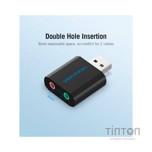 Звукова плата Vention Audio USB 2х3,5mm jack Metal (VAB-S17-B)