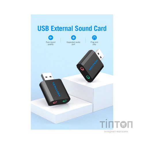 Звукова плата Vention Audio USB 2х3,5mm jack Metal (VAB-S17-B)